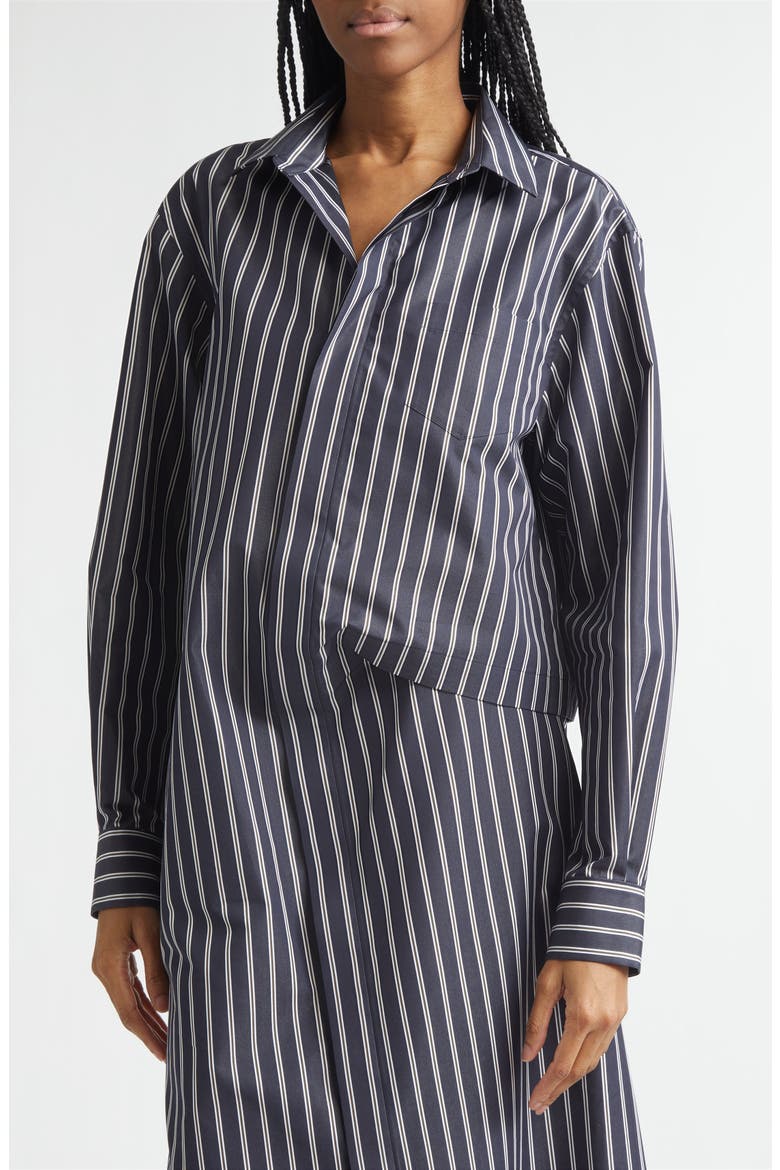Stripe Long Sleeve Poplin Shirtdress, Alternate, color, NAVY STRIPE