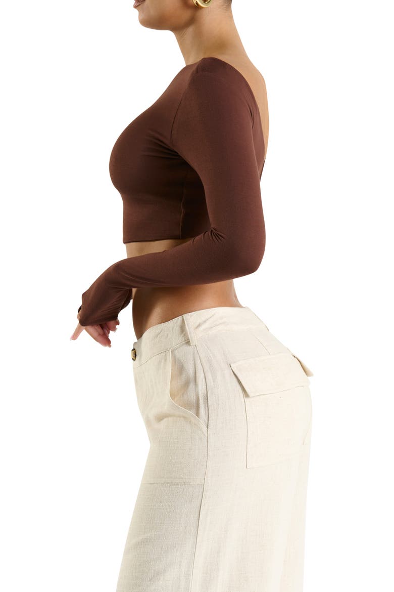 Too Smooth Crop Top, Alternate, color, CHOCOLATE