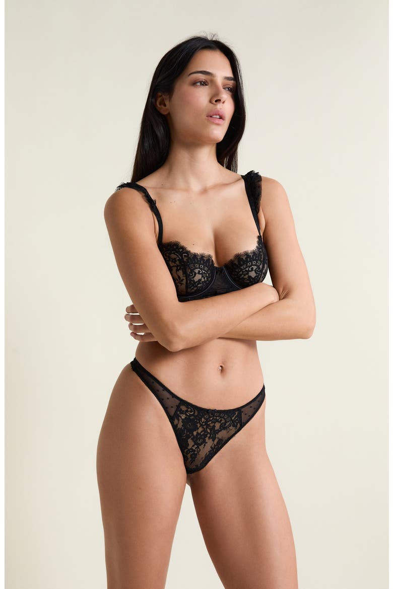 Infini Lace Tanga Thong, Alternate, color, BLACK