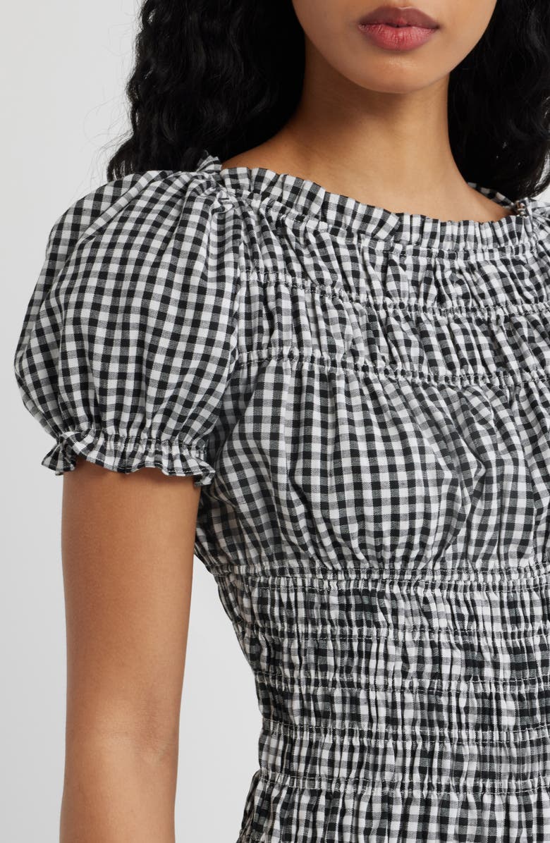 Lulus Darby Cap Sleeve Gingham Minidress, Alternate, color, Black/ White