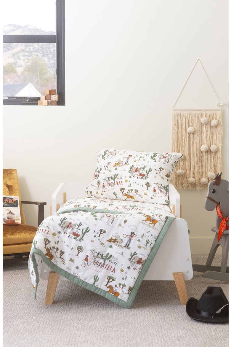 Toddler Cotton Muslin Bedding Set, Alternate, color, COW POKE