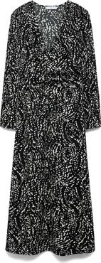 MANGO Print Puff Shoulder Long Sleeve Maxi Dress