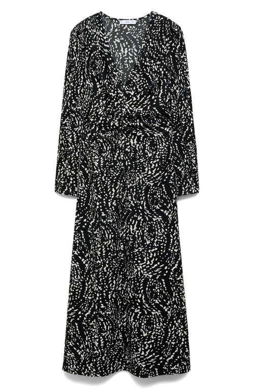 Shop Mango Print Puff Shoulder Long Sleeve Maxi Dress In Black