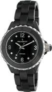 Peugeot Sports Bezel Black Ceramic Watch- 36MM