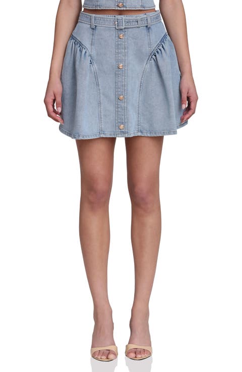 Belted Denim Miniskirt