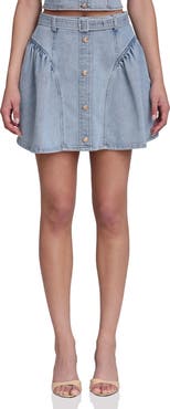 Avec Les Filles Belted Denim Miniskirt