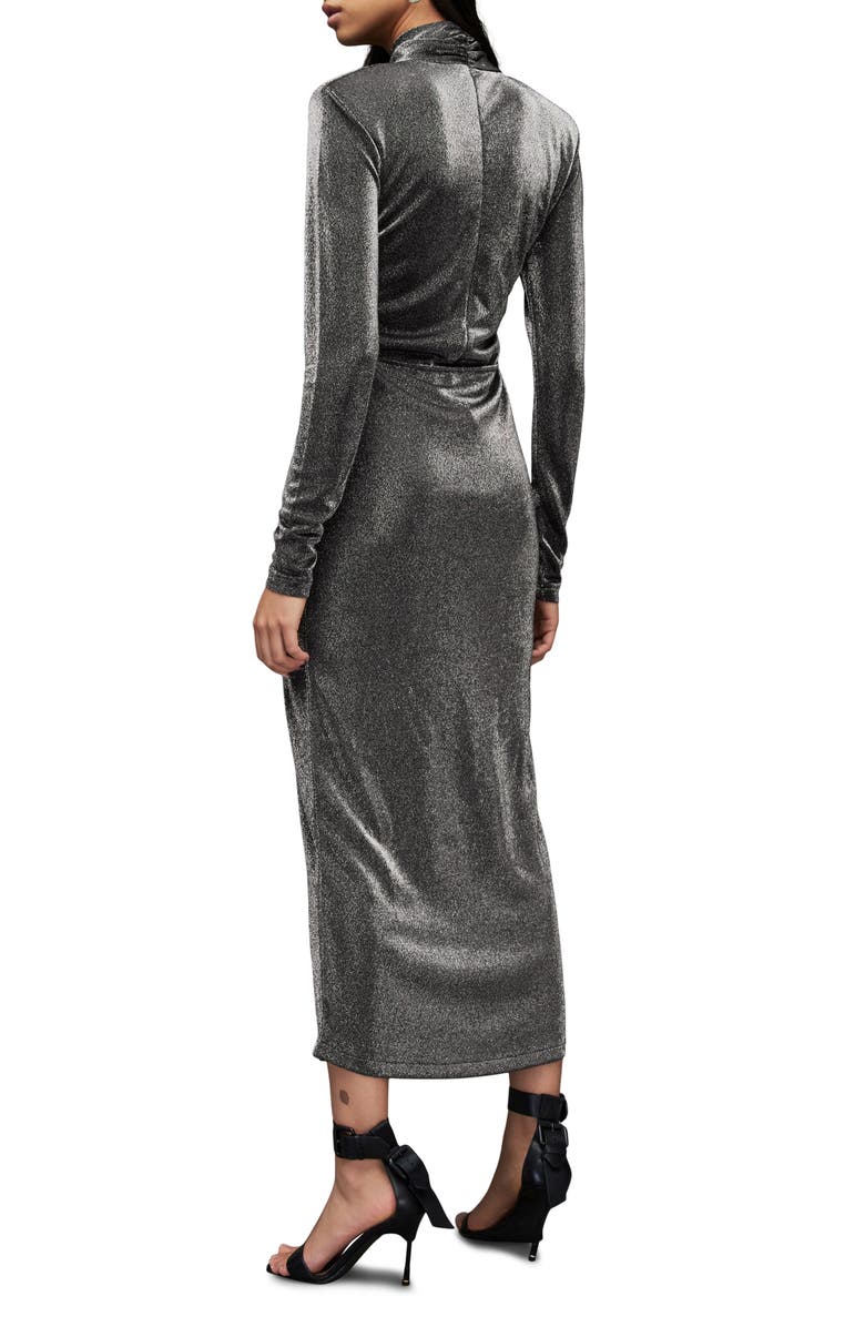 AllSaints Ayla Metallic Long Sleeve Maxi Dress, Alternate, color, 