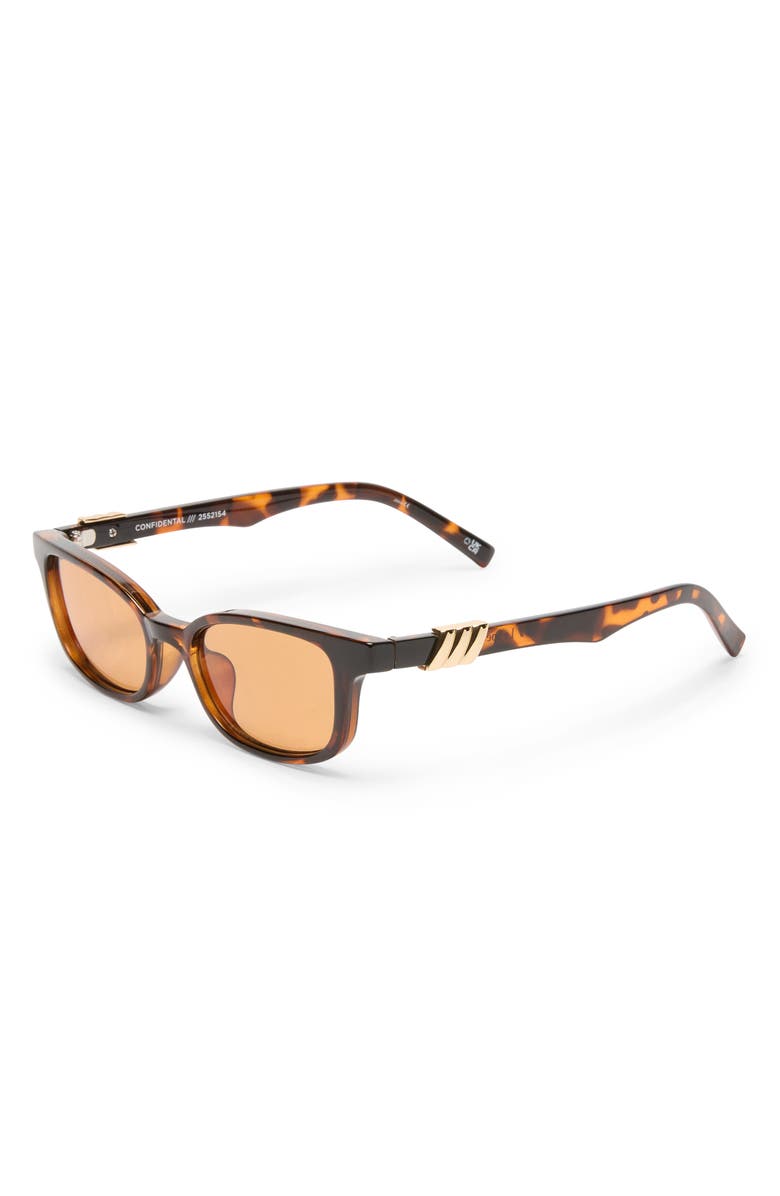 Le Specs Confidential 51mm Rectangular Sunglasses, Alternate, color, Dark Tort/ Amber Tint