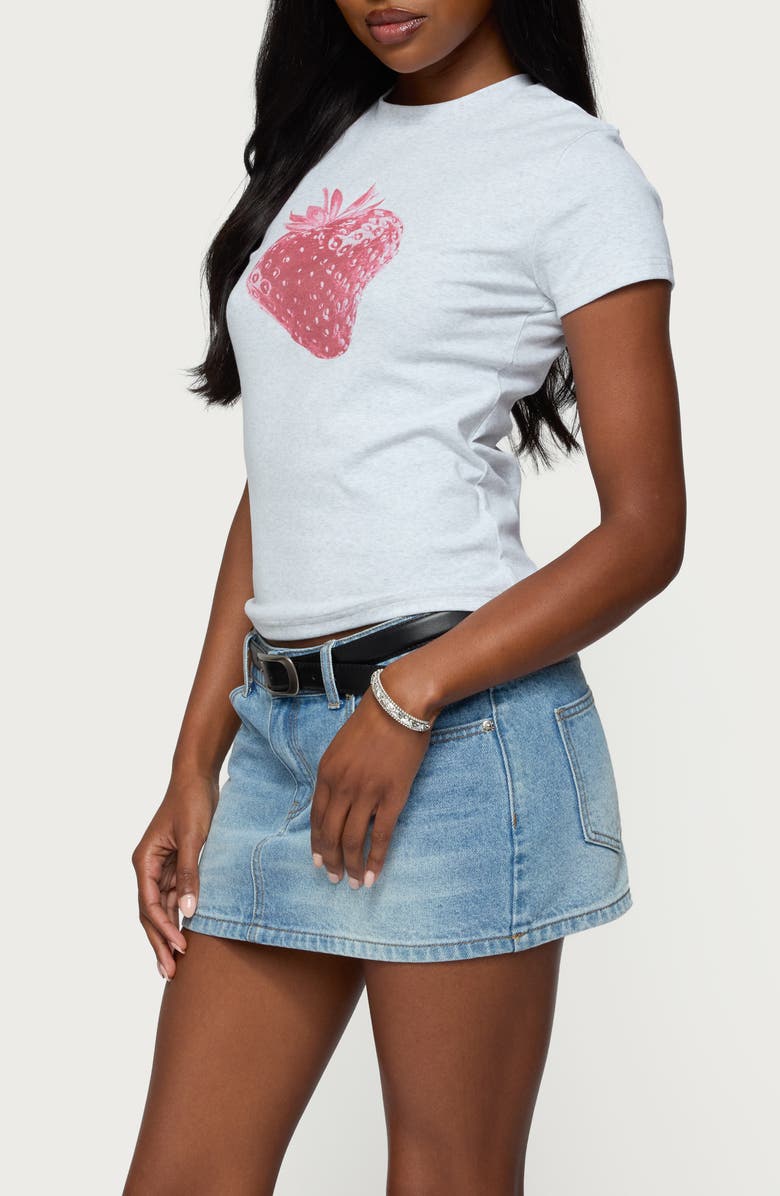 EDIKTED Sweet Berry Stretch Cotton T-Shirt, Alternate, color, Gray-Melange