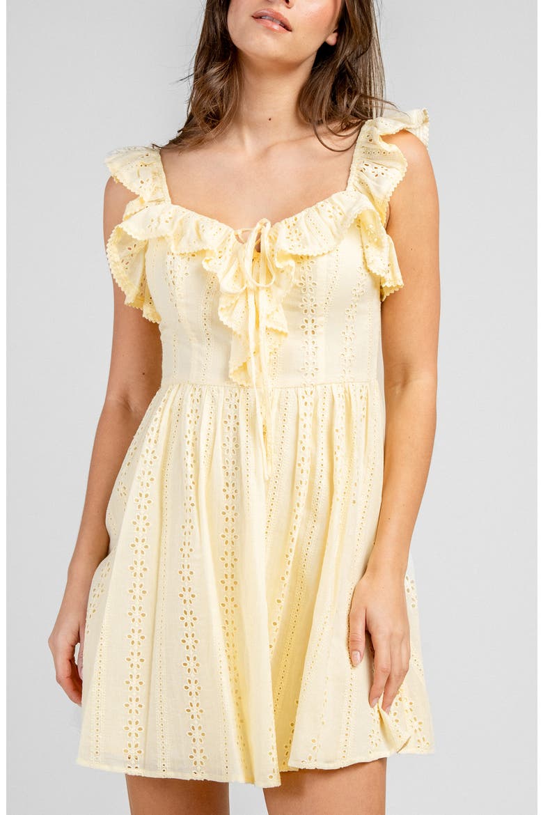 Eyelet Lawn Short Dress, Alternate, color, YELLOW