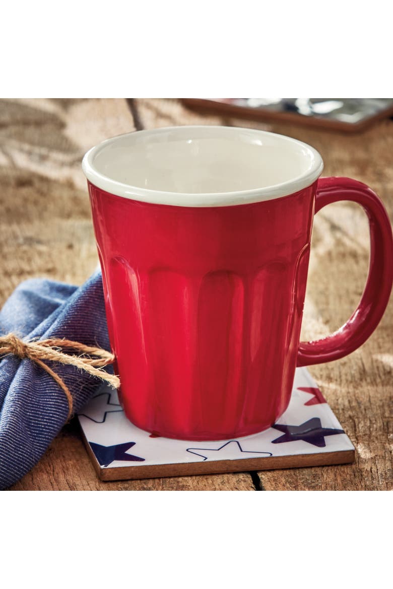 Party Cup Mug Red Earthenware Summer, Alternate, color, Red