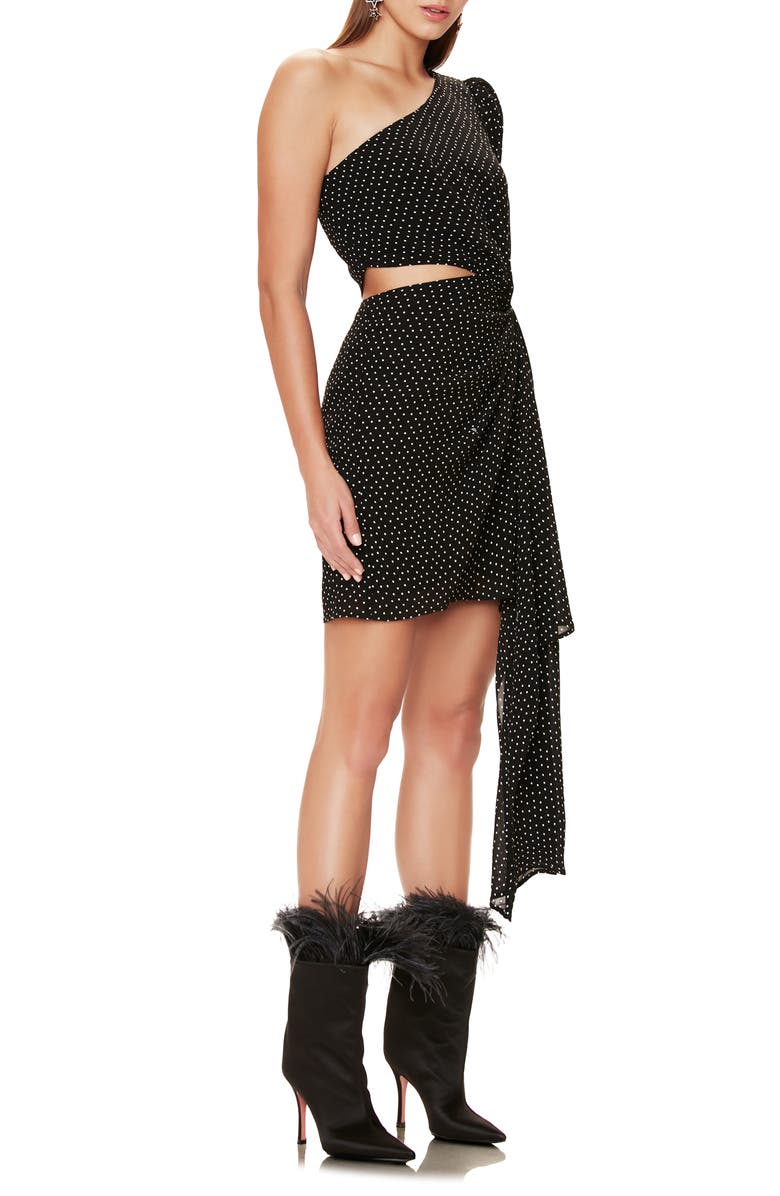 AFRM Shabi Polka Dot One-Shoulder Minidress, Alternate, color, 
