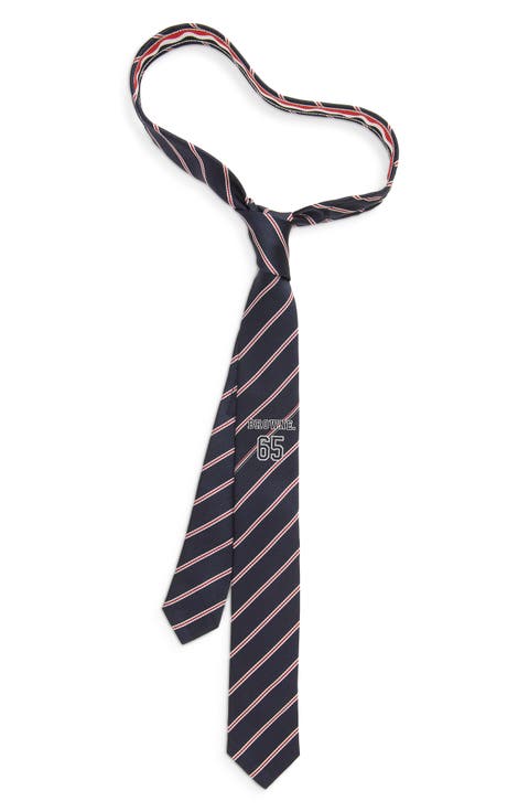 Jacquard Browne 65 Stripe Silk Tie