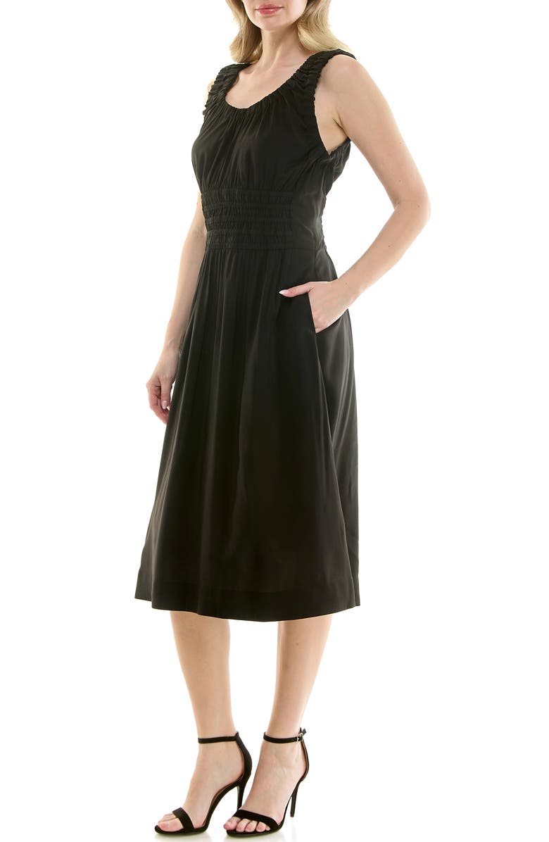 Nicole Miller Smocked Waist Tank Dress, Alternate, color, Very Black