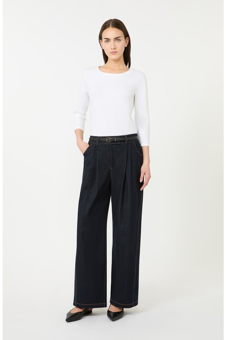 Obliqua Stretch Cotton Top, Alternate, color, WHITE