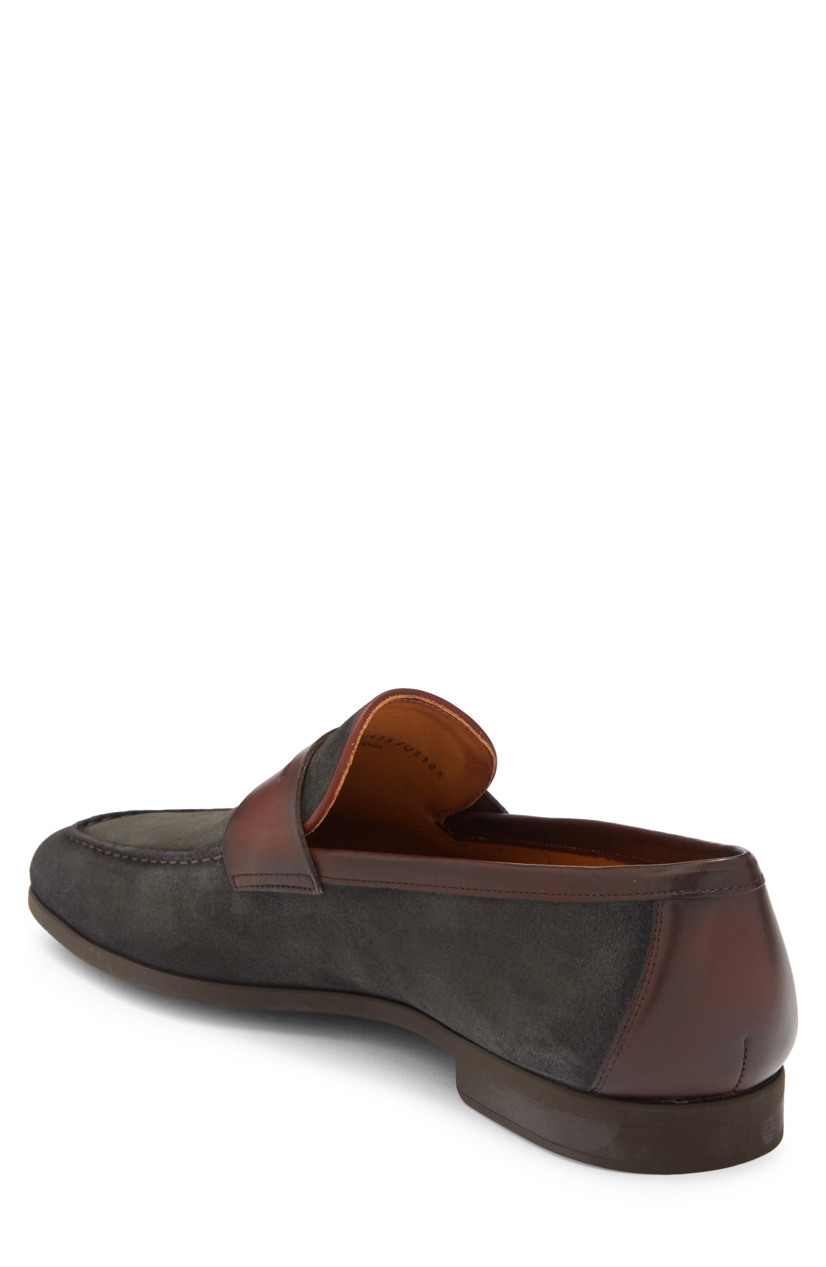 Magnanni Moc Penny Loafer, Alternate, color, Dark Grey