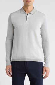 Jack Victor Francois Long Sleeve Cotton & Silk Polo Sweater