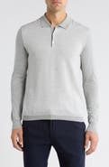 Jack Victor Francois Long Sleeve Cotton & Silk Polo Sweater