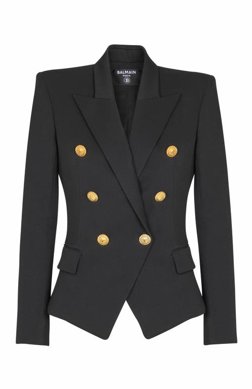 Balmain Double Breast Blazer Jacket With Logo Buttons Blazer And Suits Black In Black