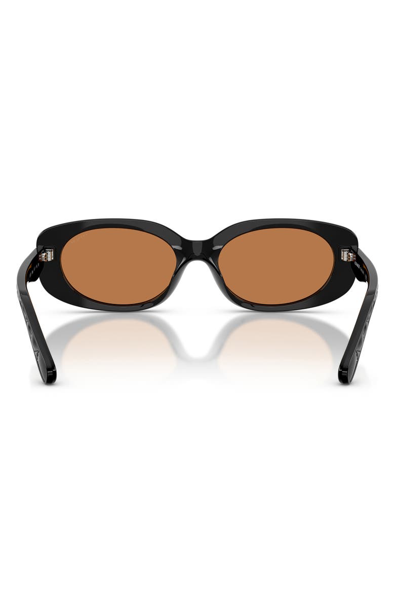 COACH 54mm Oval Sunglasses, Alternate, color, Black / Amber Solid