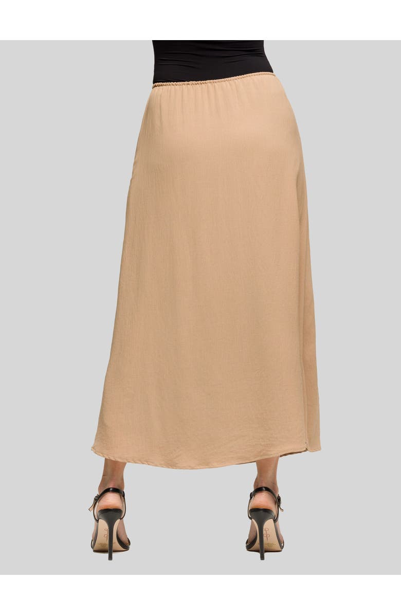 24seven Comfort Apparel Elastic Waist A-LINE Maxi Skirt, Alternate, color, Nude