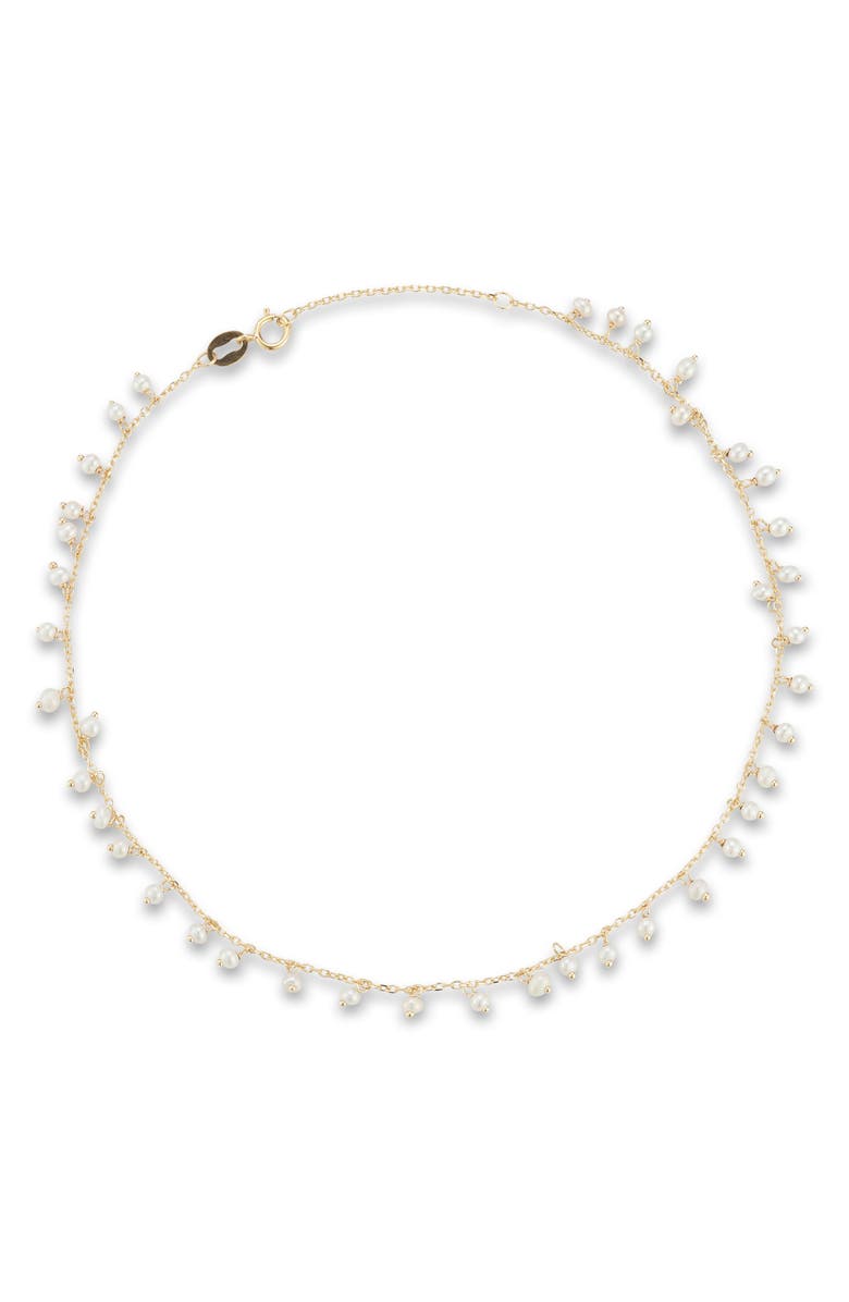 Ember Fine Jewelry 14K Gold 2mm Cultured Pearl Anklet, Main, color, Gold