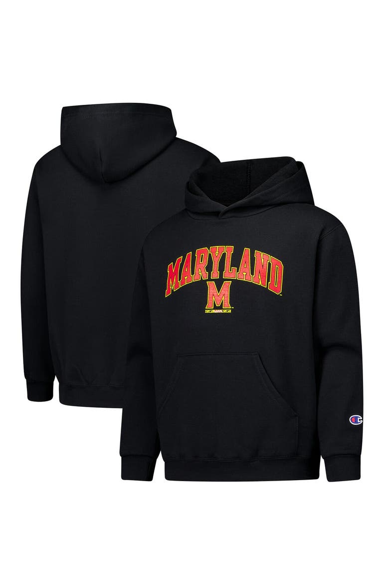 Youth Champion Black Maryland Terrapins Campus Pullover Hoodie, Alternate, color, Black
