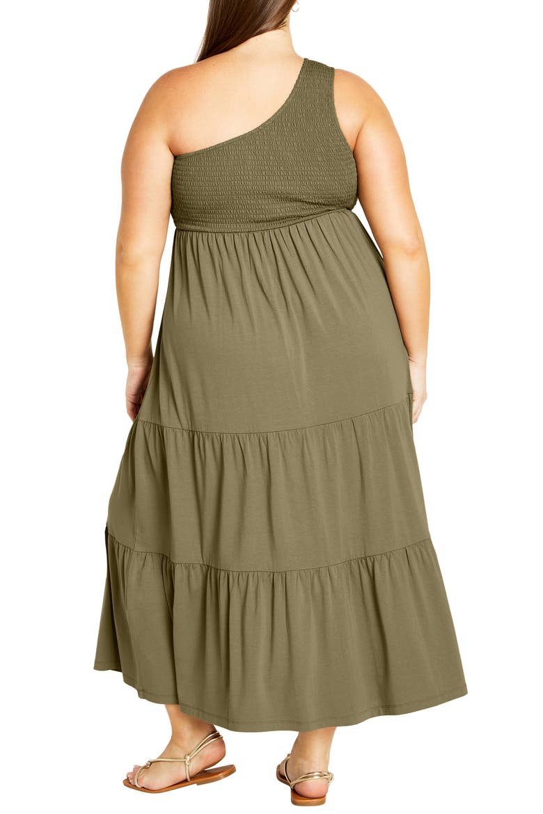Darcy Smocked One Shoulder Dress, Alternate, color, OLIVE