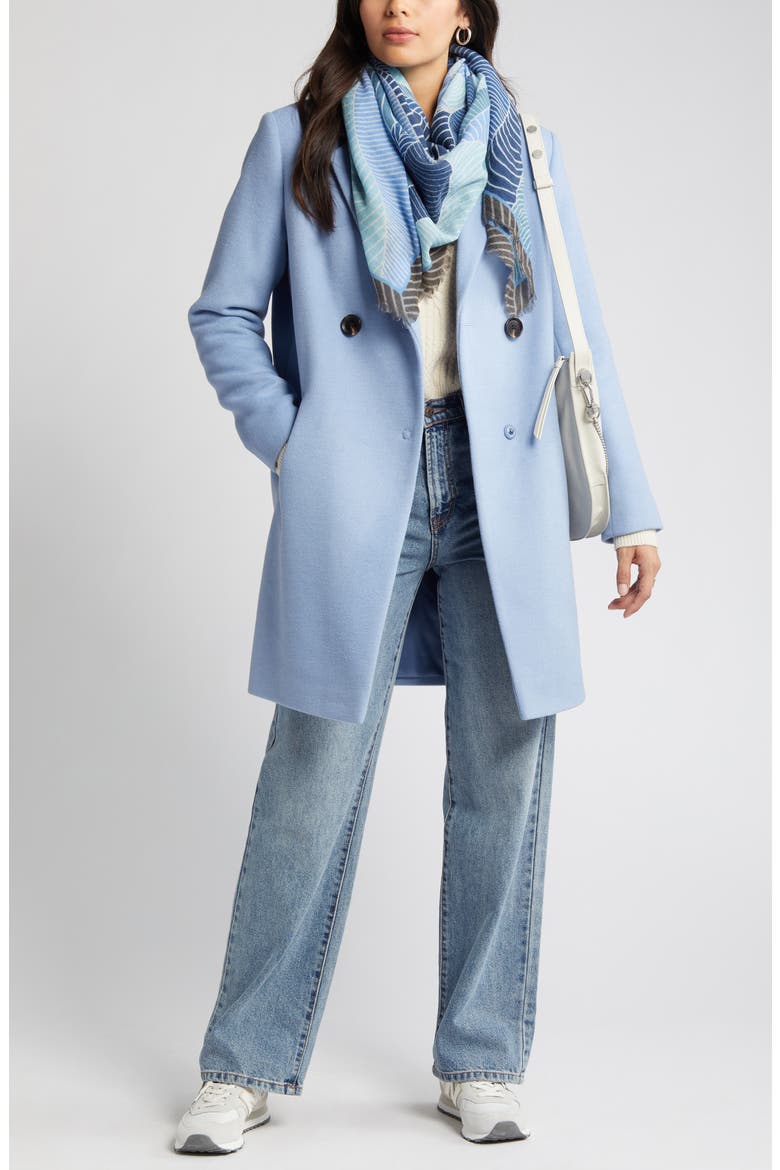 Double Breasted Wool Blend Coat, Main, color, SKY BLUE
