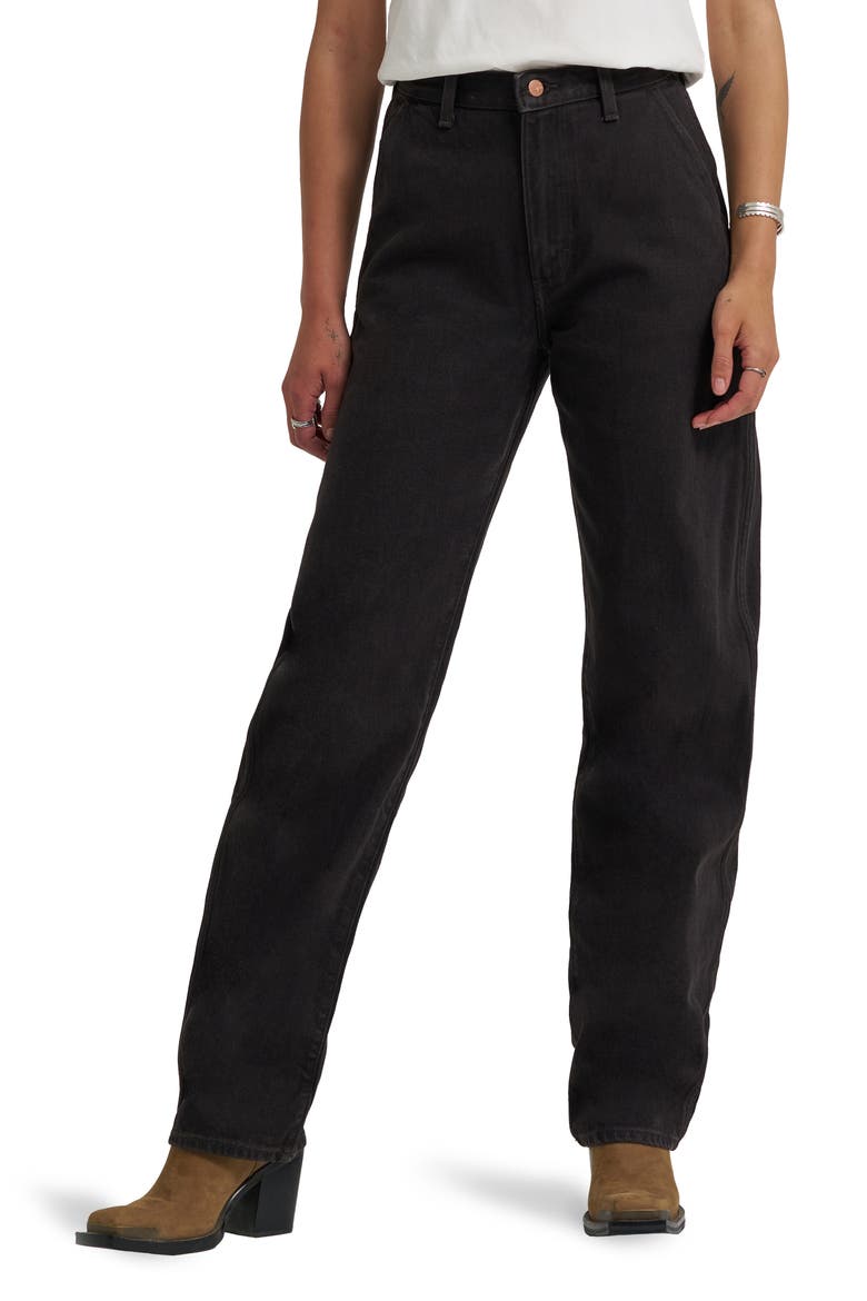 High Waist Ankle Barrel Jeans, Main, color, BLACK CHOCOLATE