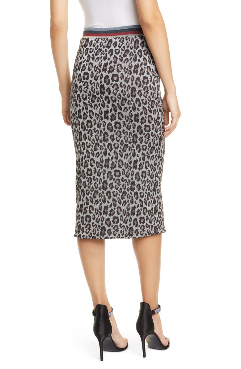Le Superbe Liza Metallic Leopard Jacquard Sweater Skirt, Alternate, color, 