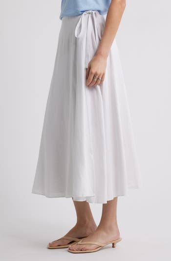 Waist Tie Linen Blend Skirt
