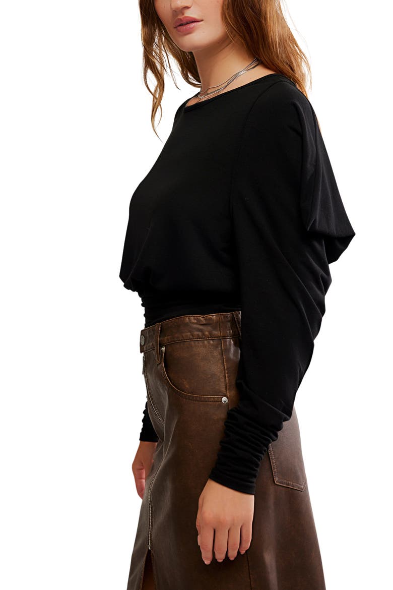 Moxie Draped Jersey Top, Alternate, color, BLACK