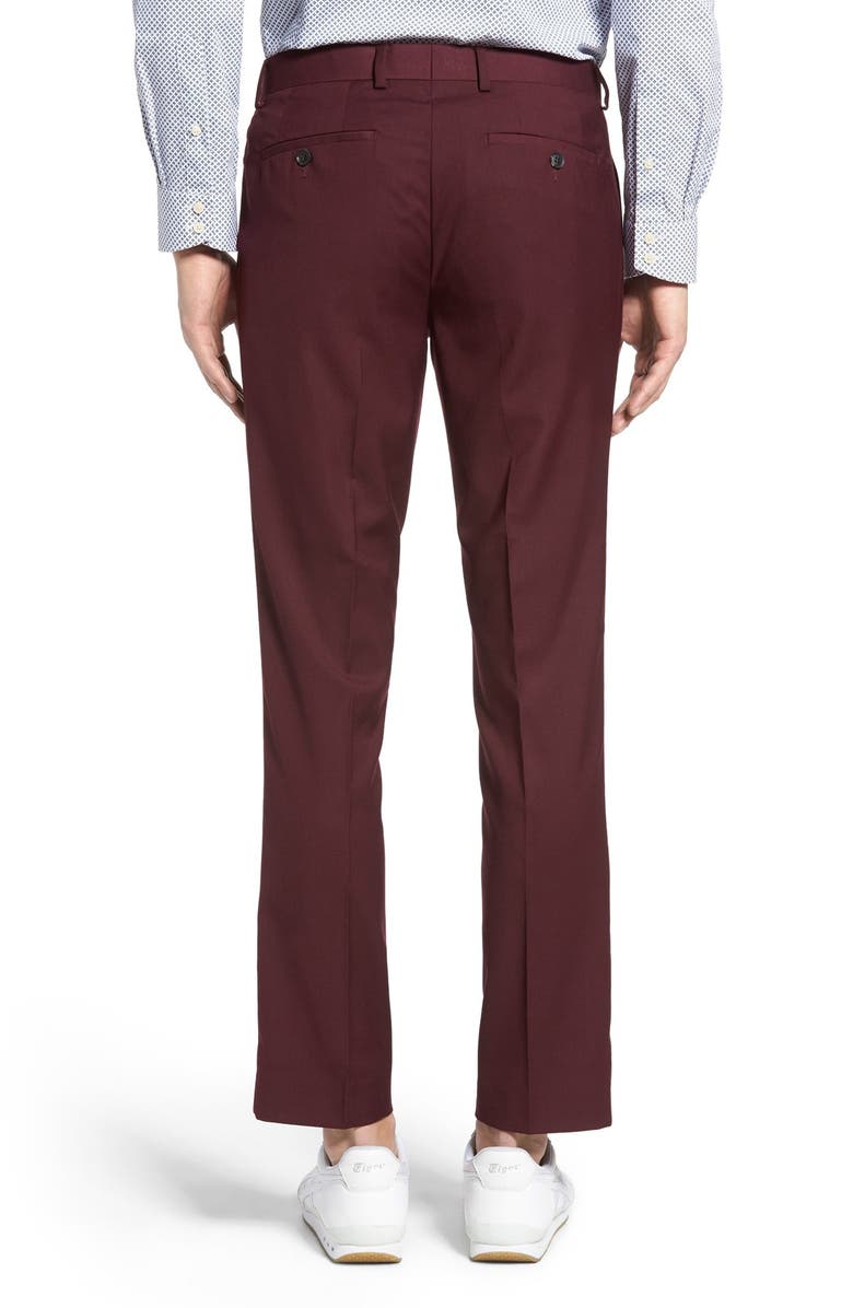 Topman Burgundy Slim Fit Suit Trousers, Alternate, color, 