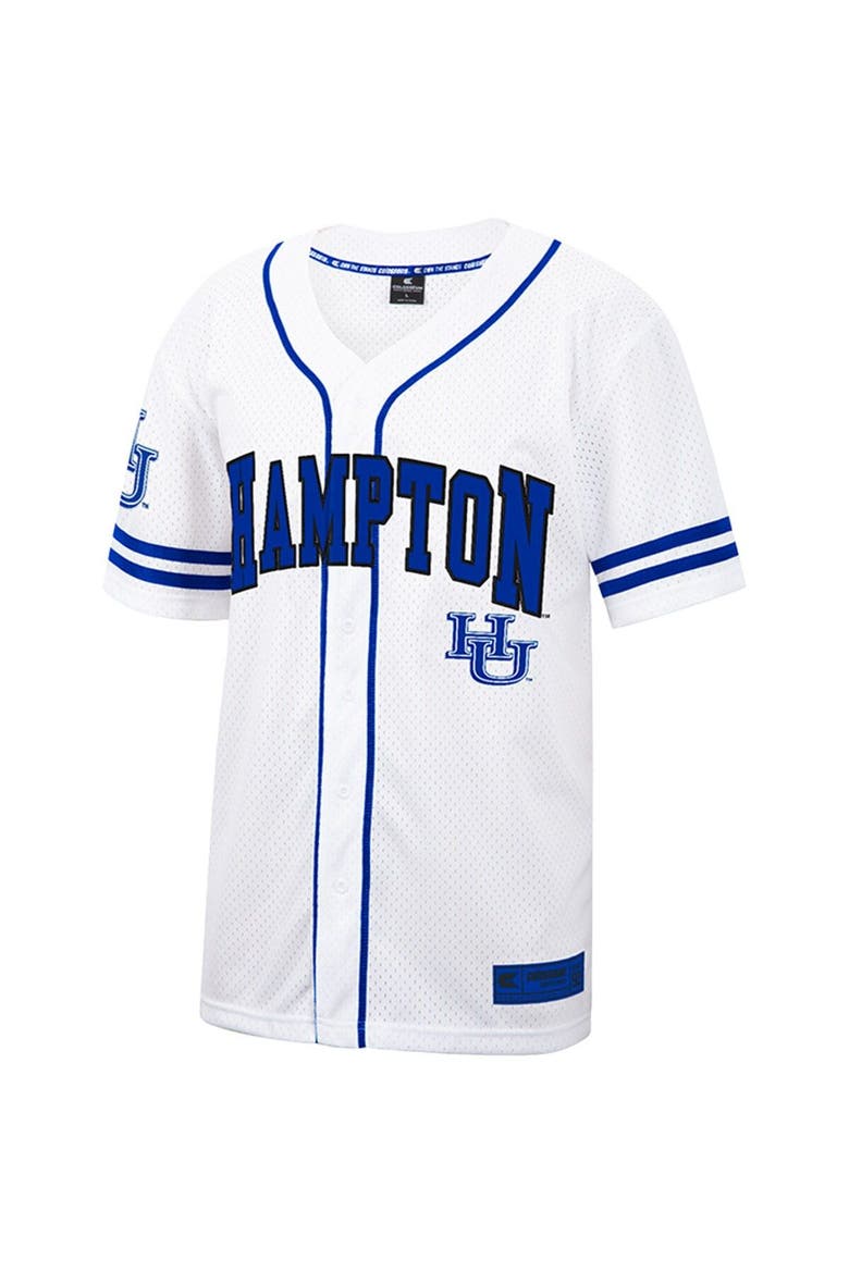 Men's Colosseum White Hampton Pirates Free Spirited Mesh Button-Up Baseball Jersey, Alternate, color, White