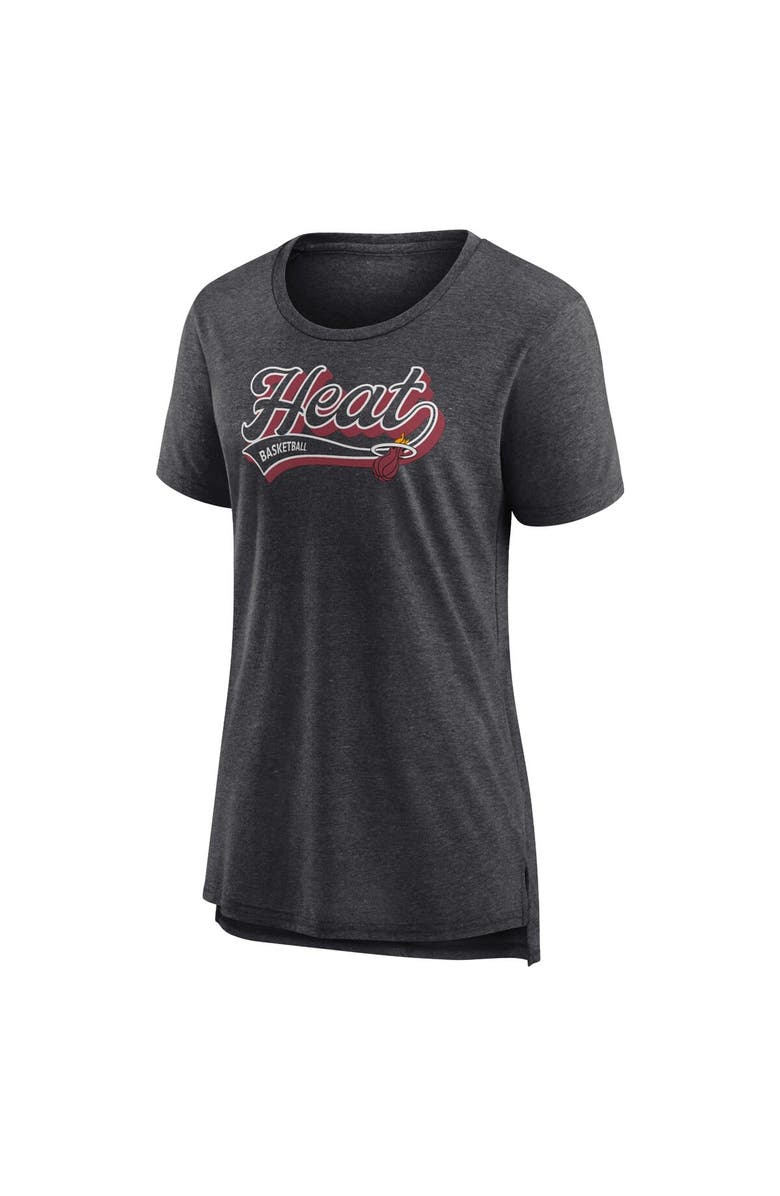 FANATICS Women's Fanatics Branded Heather Charcoal Miami Heat League Leader Tri-Blend T-Shirt, Alternate, color, Heather Charcoal