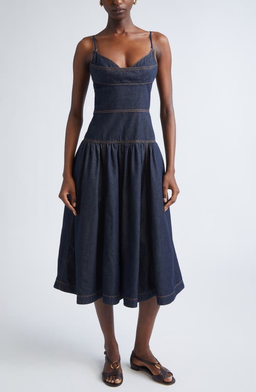 Zimmermann Denim Sleeveless Midi Dress In Night Sky In Blue