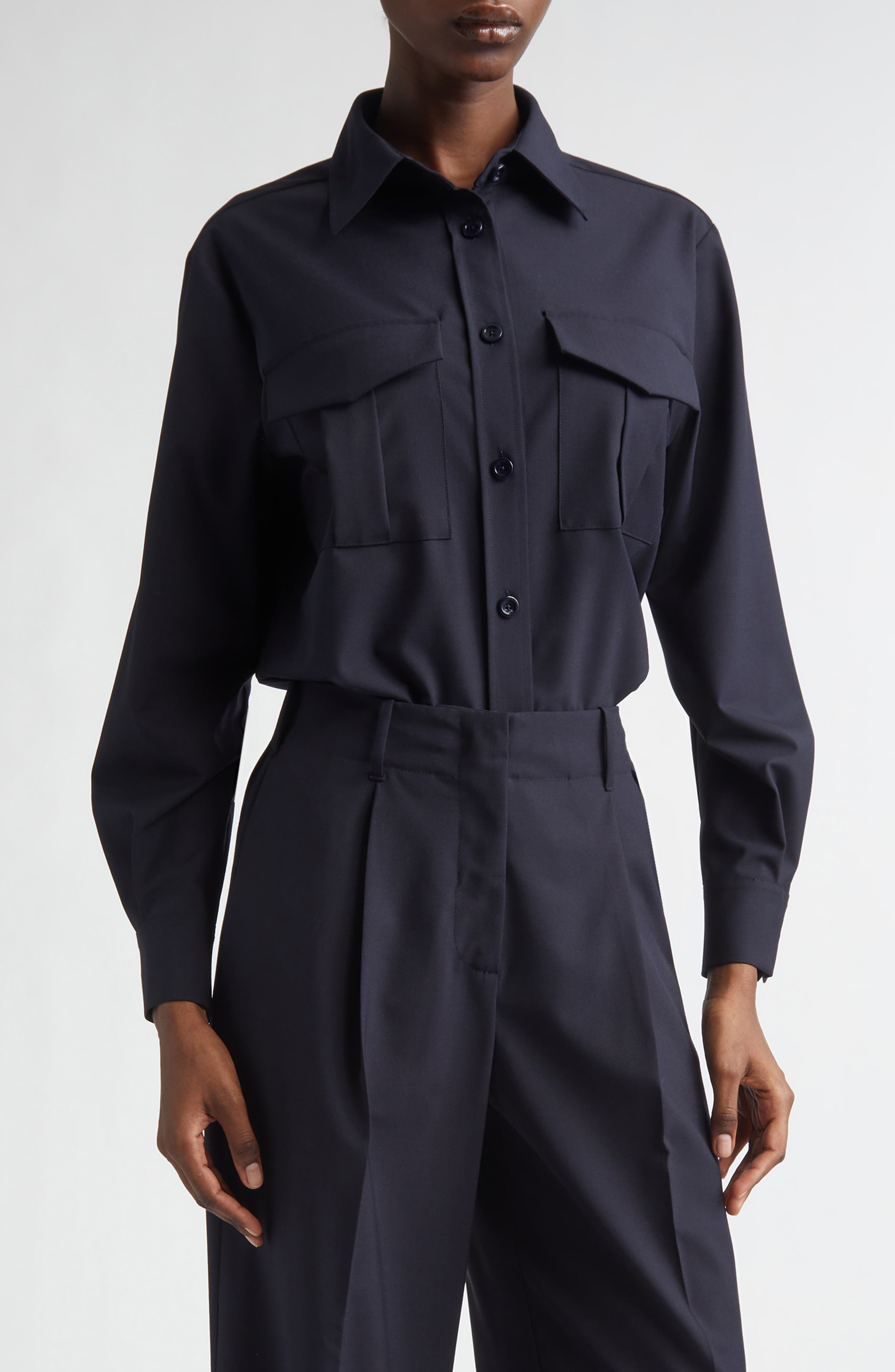 Oversize Lightweight Stretch Blend Button-Up Shirt