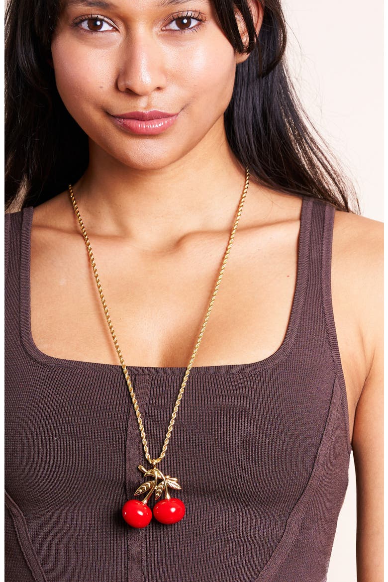 Cherry Pendant Necklace, Alternate, color, GOLD
