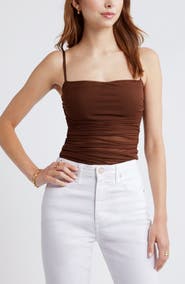 Open Edit Ruched Mesh Camisole