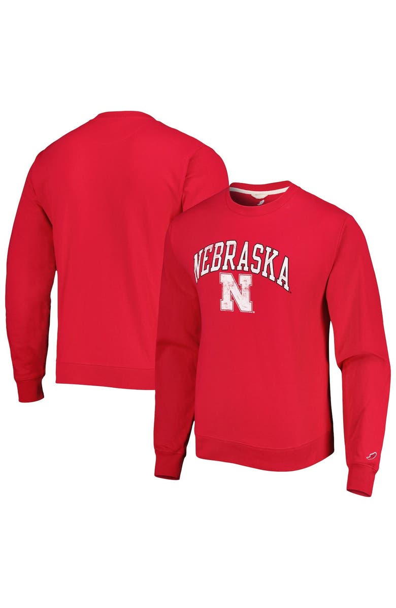 LEAGUE COLLEGIATE WEAR Men's League Collegiate Wear Scarlet Nebraska Huskers 1965 Arch Essential Lightweight Pullover Sweatshirt, Alternate, color, Red