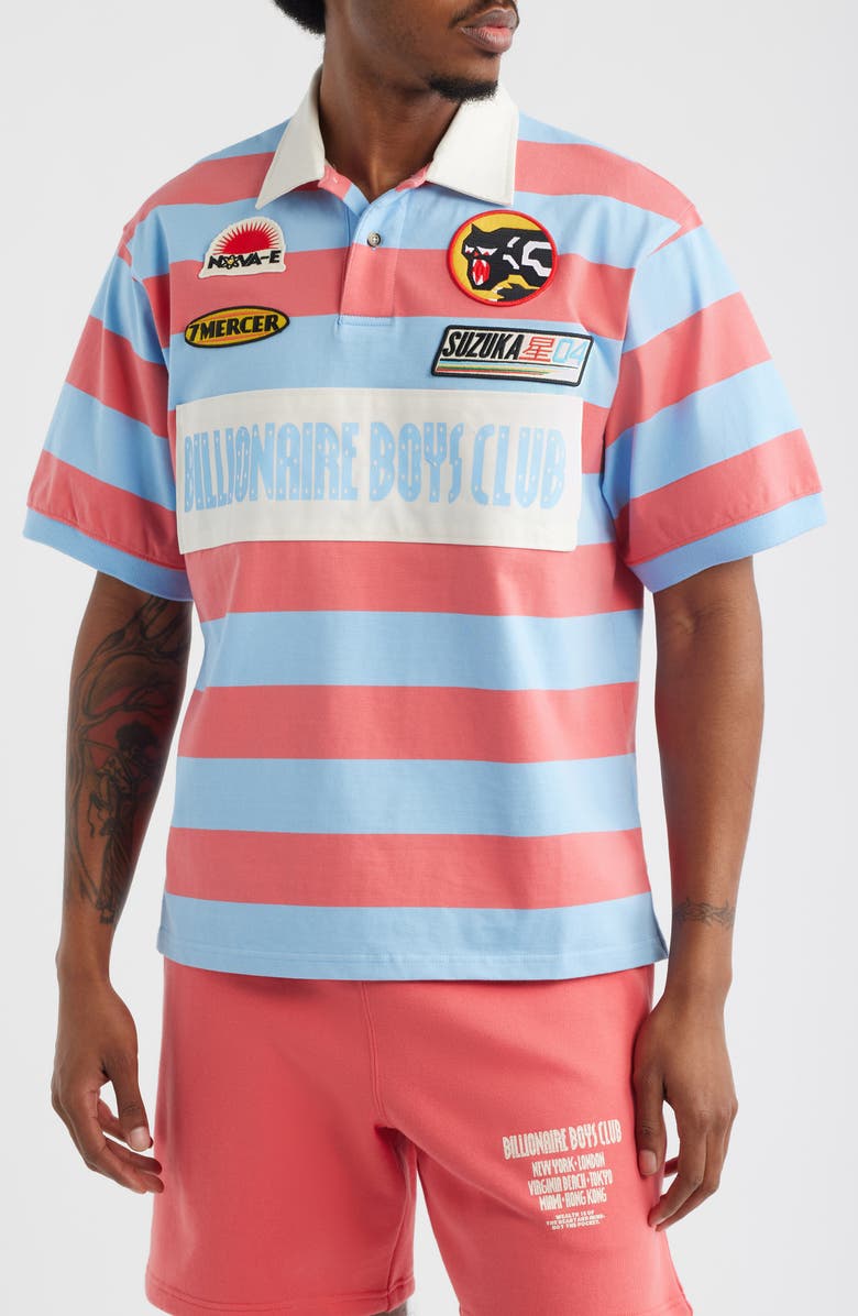 Billionaire Boys Club Trails Stripe Cotton Polo, Main, color, Blue Bell