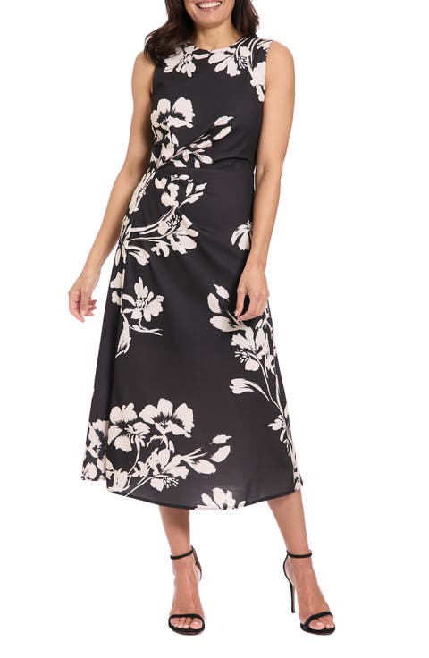 Sleeveless Crepe Midi A-Line Dress