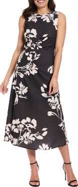 London Times Sleeveless Crepe Midi A-Line Dress