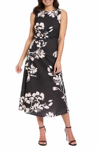 London Times Sleeveless Crepe Midi A-Line Dress