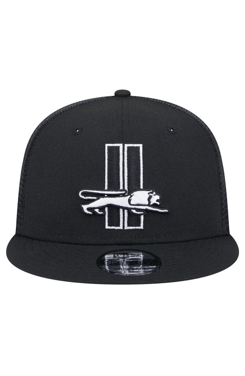 New Era Men's New Era Black Detroit Lions Main Trucker 9FIFTY Snapback Hat, Alternate, color, Black