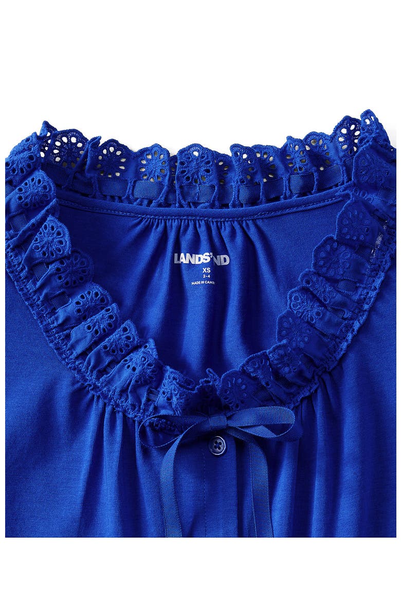 Lightweight Jersey Button Front Lace Trim Tank, Alternate, color, Vibrant Lapis