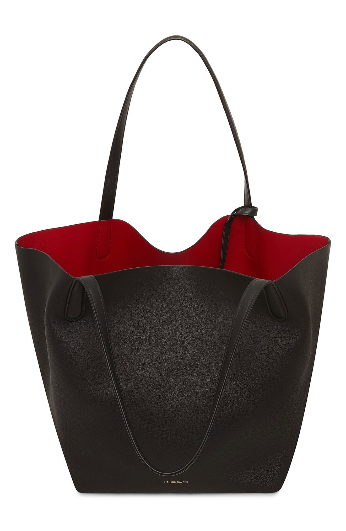 Mansur Gavriel Everyday Soft Leather Tote, Alternate, color, Black/Flamma