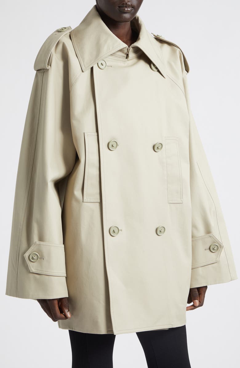 Balenciaga Double Breasted Cotton Twill Trench Coat, Alternate, color, 9710 Beige