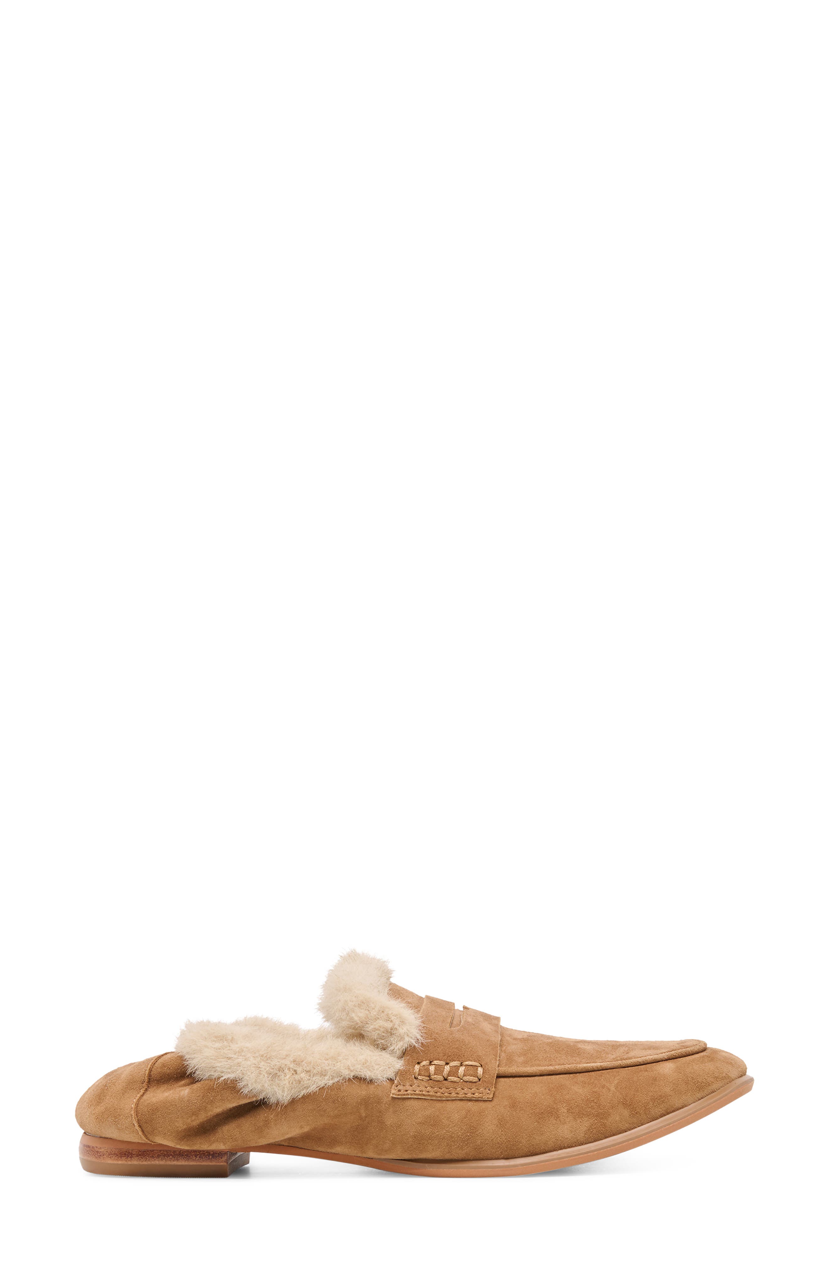 Cloey Plush Faux Fur Lined Loafer, Alternate, color, LIGHT BROWN SUEDE